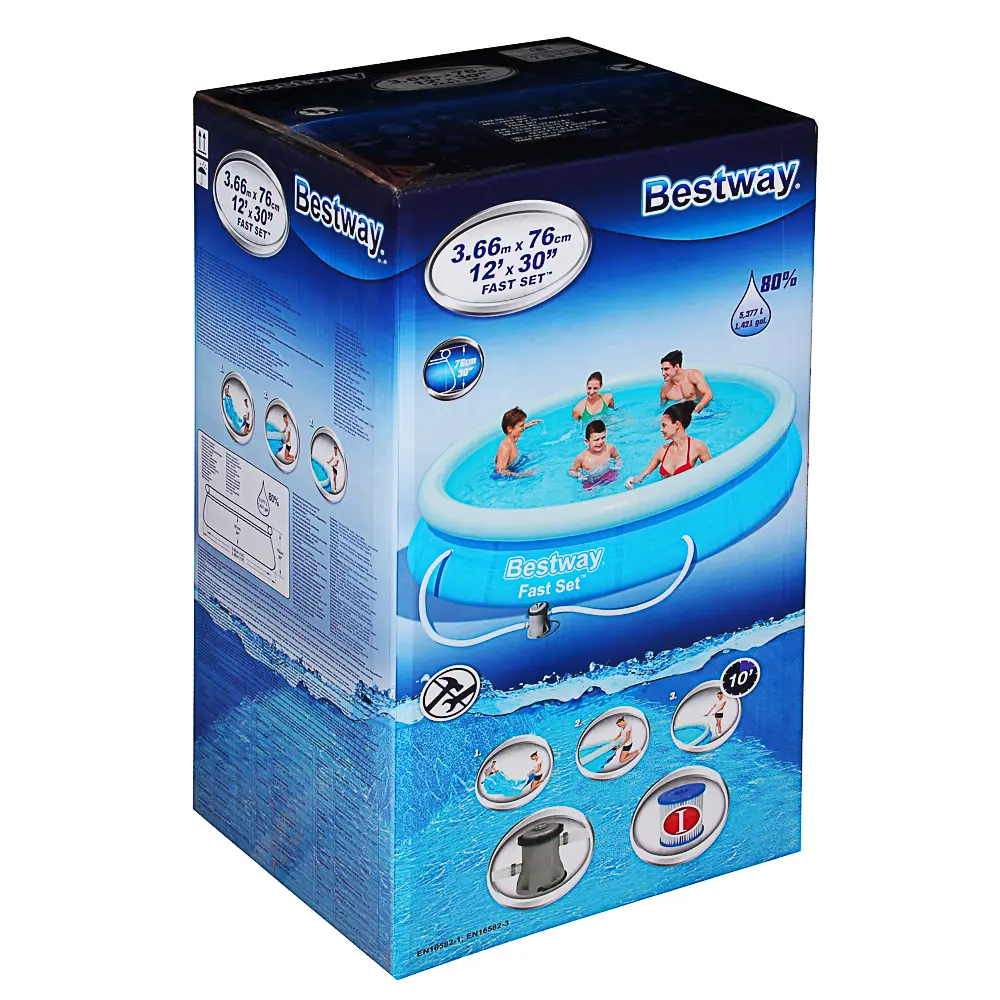 BESTWAY Бассейн с надувным бортом с ф.-насосом,366 х 76 см, 5377 л 57274 - #4