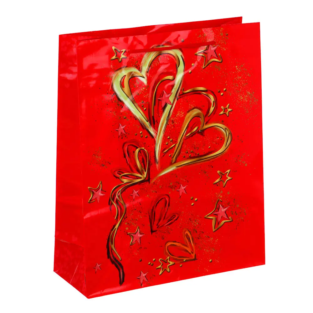 Пакет подарочный бумажный тм LADECOR, L 26x32x10 см, 2 дизайна, сердце - #2