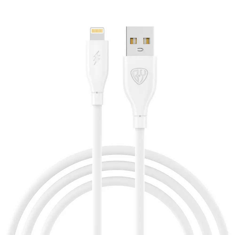Кабель для зарядки USB(A)-iP BY Эко, 1м, Быстрая зарядка 2.4А, 12Вт, прорезиненный, белый - #1