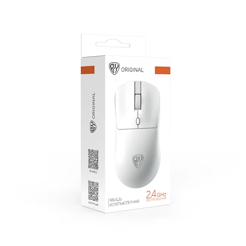 Компьютерная мышь беспроводная BY Office 2.4GHz,4D, тихий клик,800-1600DPI,SoftTouch,2xAАA,белый - #2