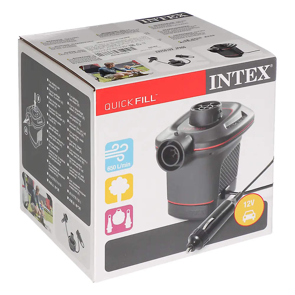 INTEX Насос электрический 12В Quick-Fill от прикуривателя, 650л/м, 3 насадки в комплекте, 66636 - #3
