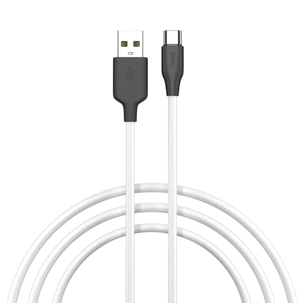 Кабель для зарядки USB(A)-Type C hoco. модель X21, 1м, 3А, силикон, черно-белый - #1