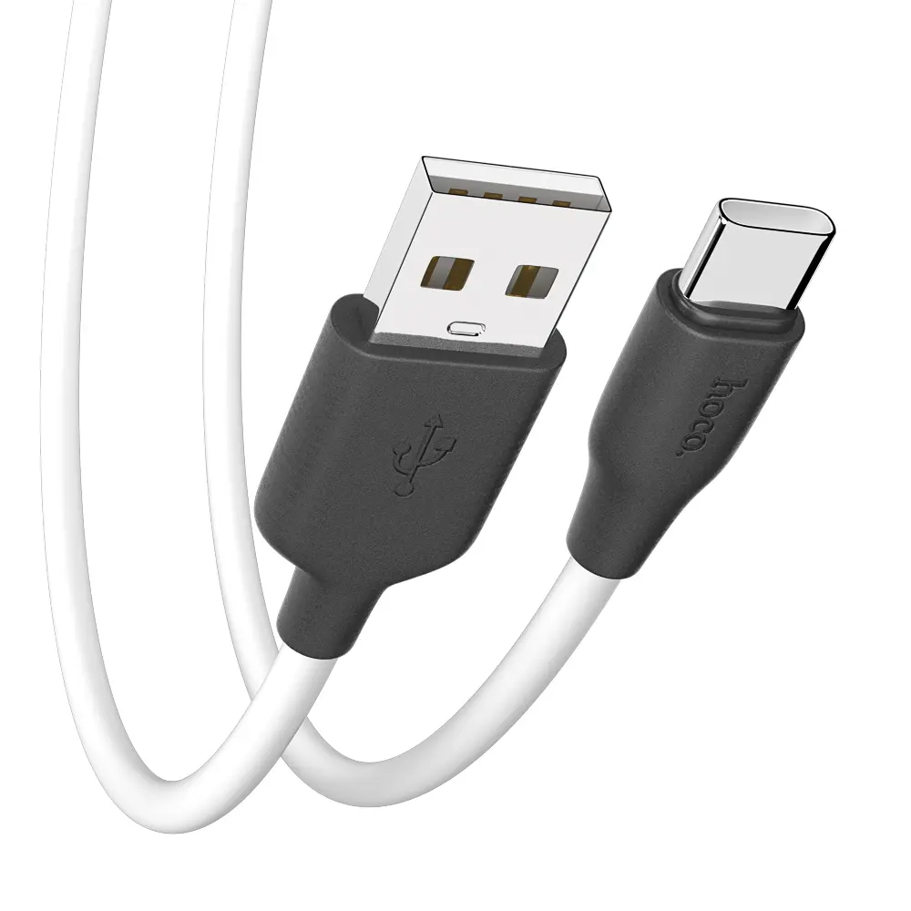 Кабель для зарядки USB(A)-Type C hoco. модель X21, 1м, 3А, силикон, черно-белый - #5
