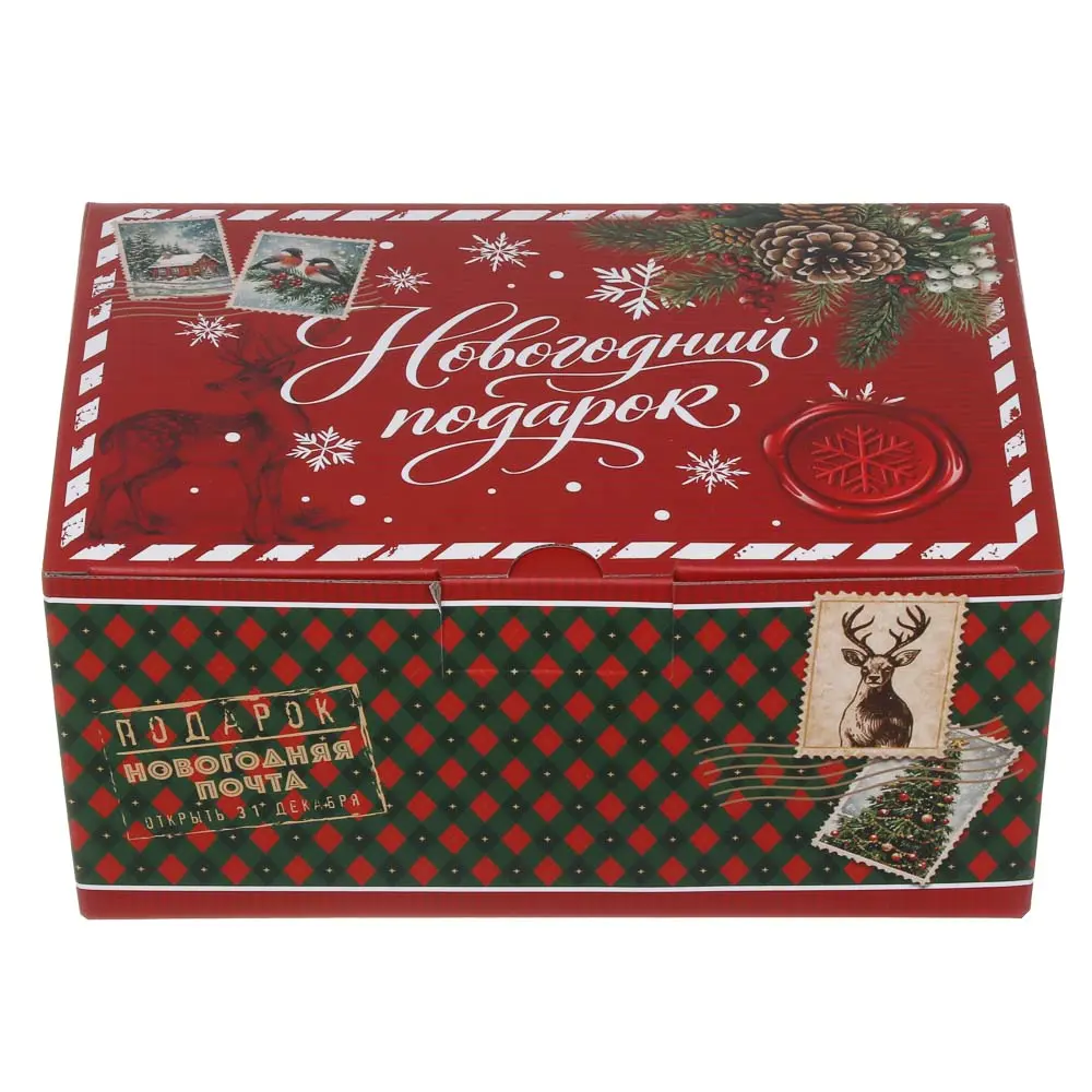 Коробка подарочная новогодняя тм СНОУ БУМ складная, 22x15x10см, 4 диз, картон - #5