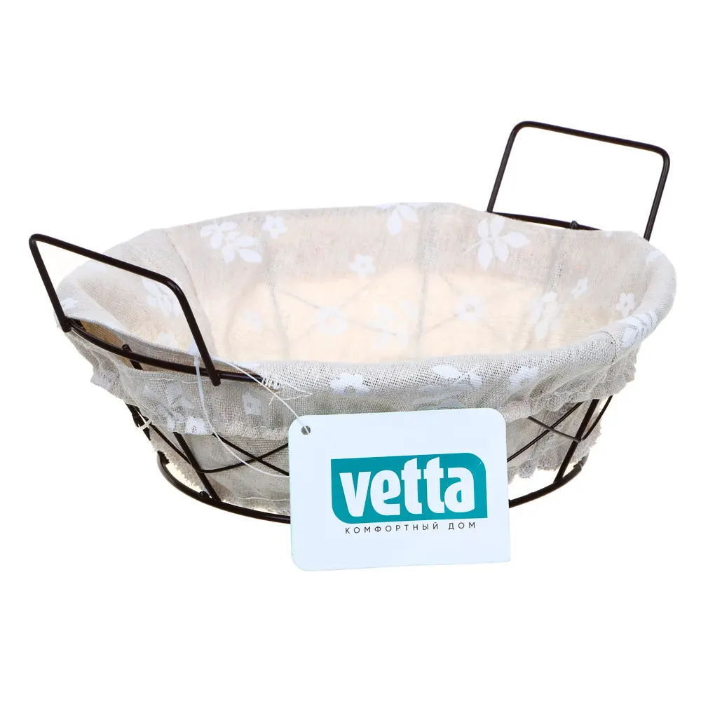 Корзина для мелочей тм VETTA Селеста, круглая, металл, лён, полиэстер, 21х21х7см, 2 дизайна - #4