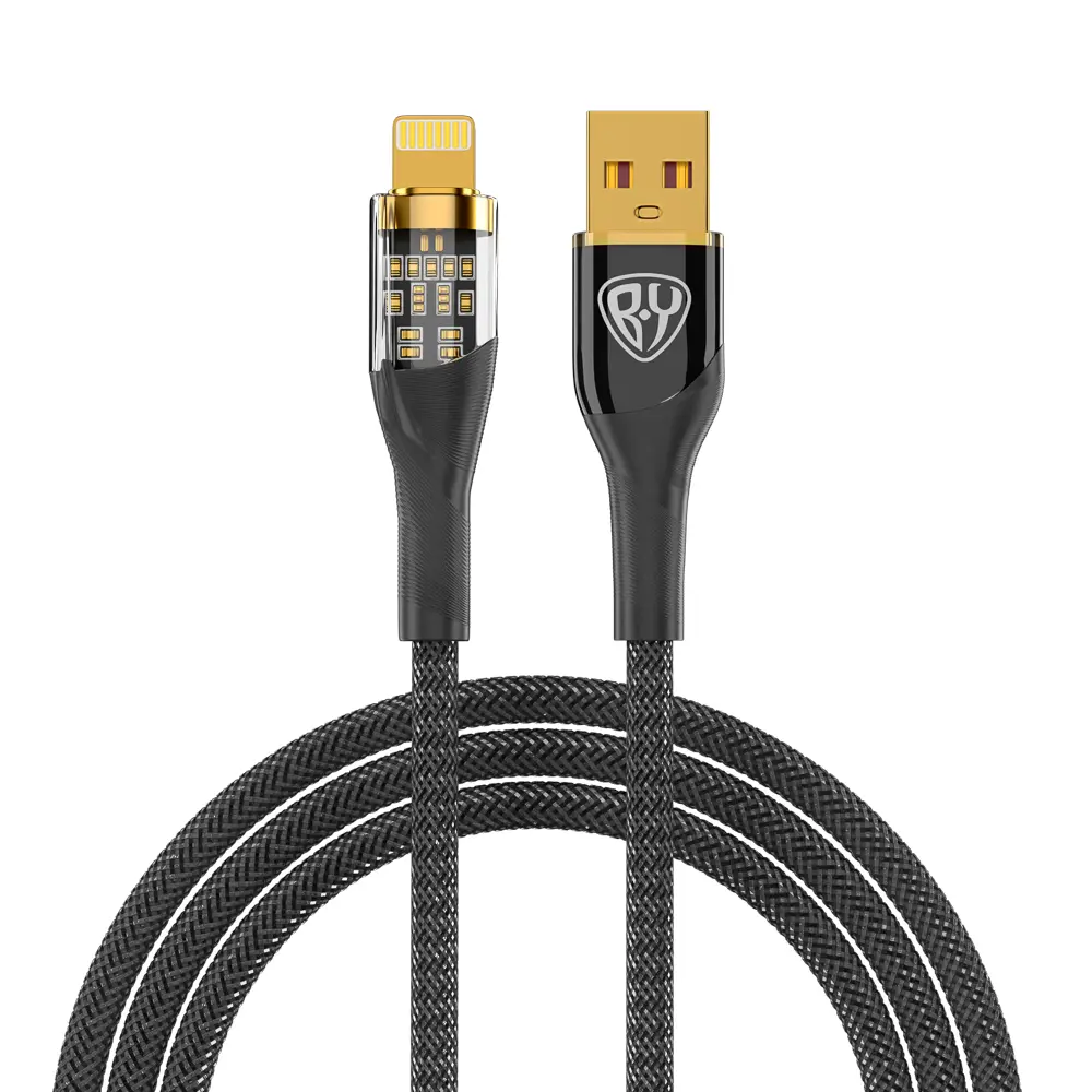 Кабель для зарядки USB(A)-iP BY Space Cable Techno, 1 м, 2.4А, Быстрая зарядка, черный - #1