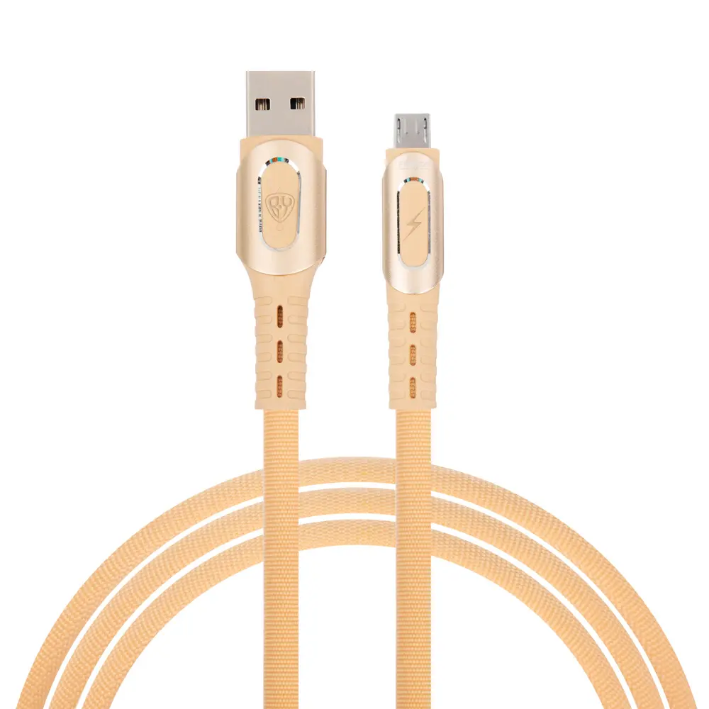 Кабель для зарядки USB(A)-microUSB BY Экстрим, 1м, 3А, Быстрая зарядка QC3.0, ткань, золотистый - #1