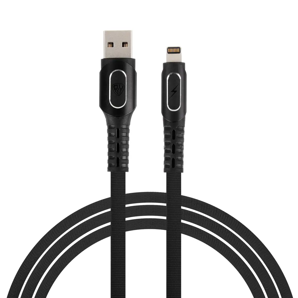 Кабель для зарядки USB(A)-iP BY Экстрим, 1м, 2.4A, Быстрая зарядка, ткань, черный - #1
