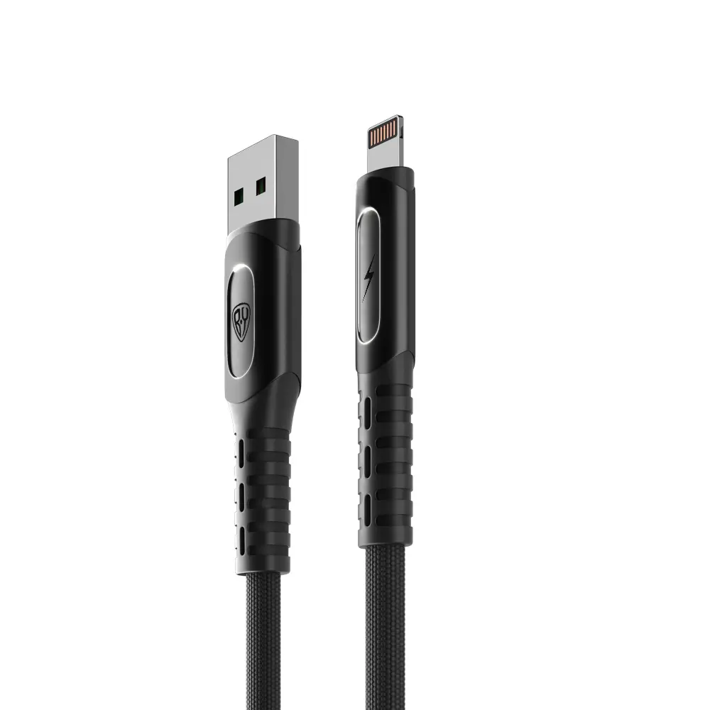Кабель для зарядки USB(A)-iP BY Экстрим, 1м, 2.4A, Быстрая зарядка, ткань, черный - #3
