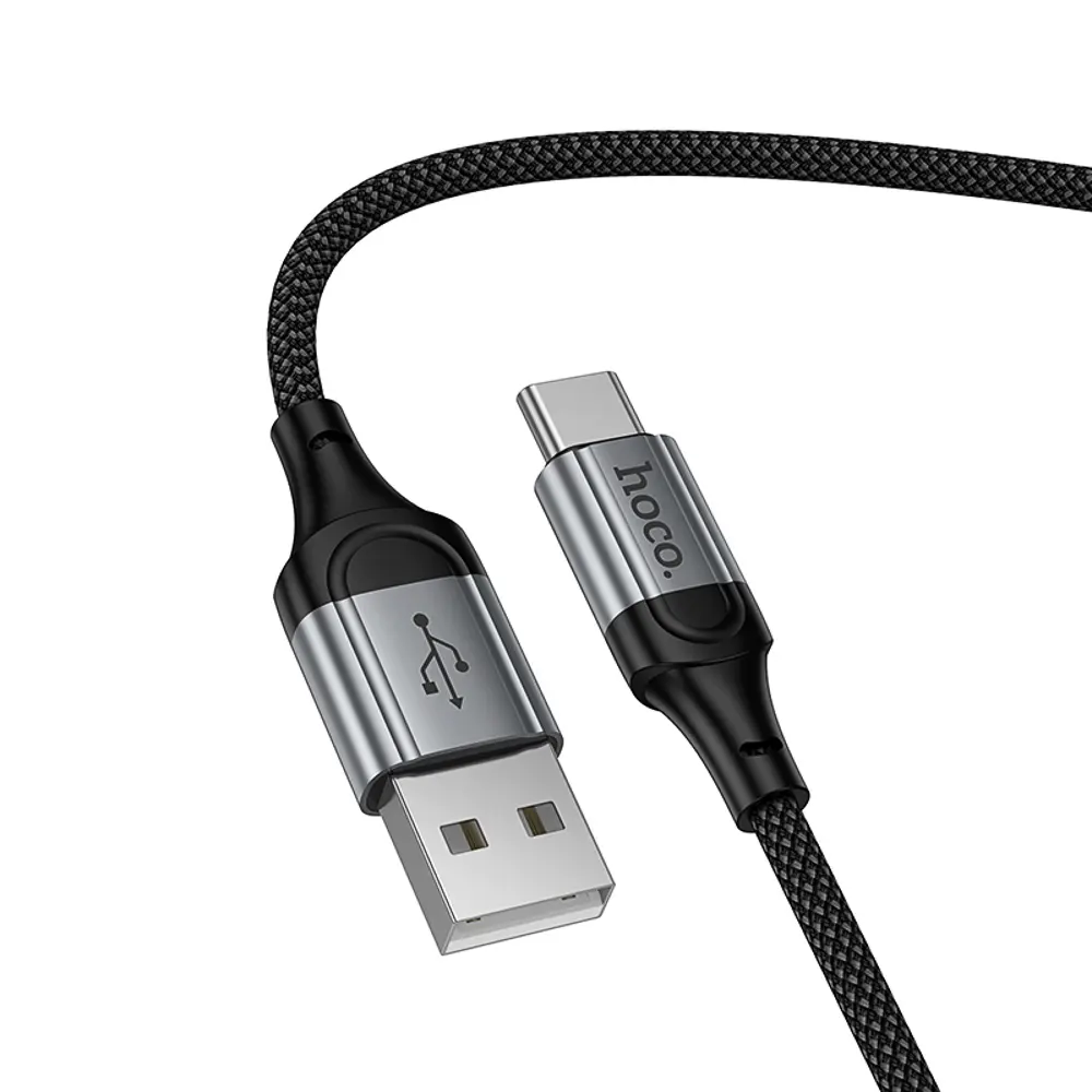 Кабель для зарядки USB(A)-Type C hoco. модель X121 Nuevo, 1 м, пружинный, черный - #4