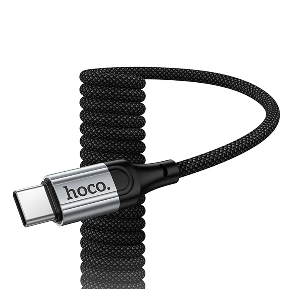 Кабель для зарядки USB(A)-Type C hoco. модель X121 Nuevo, 1 м, пружинный, черный - #6