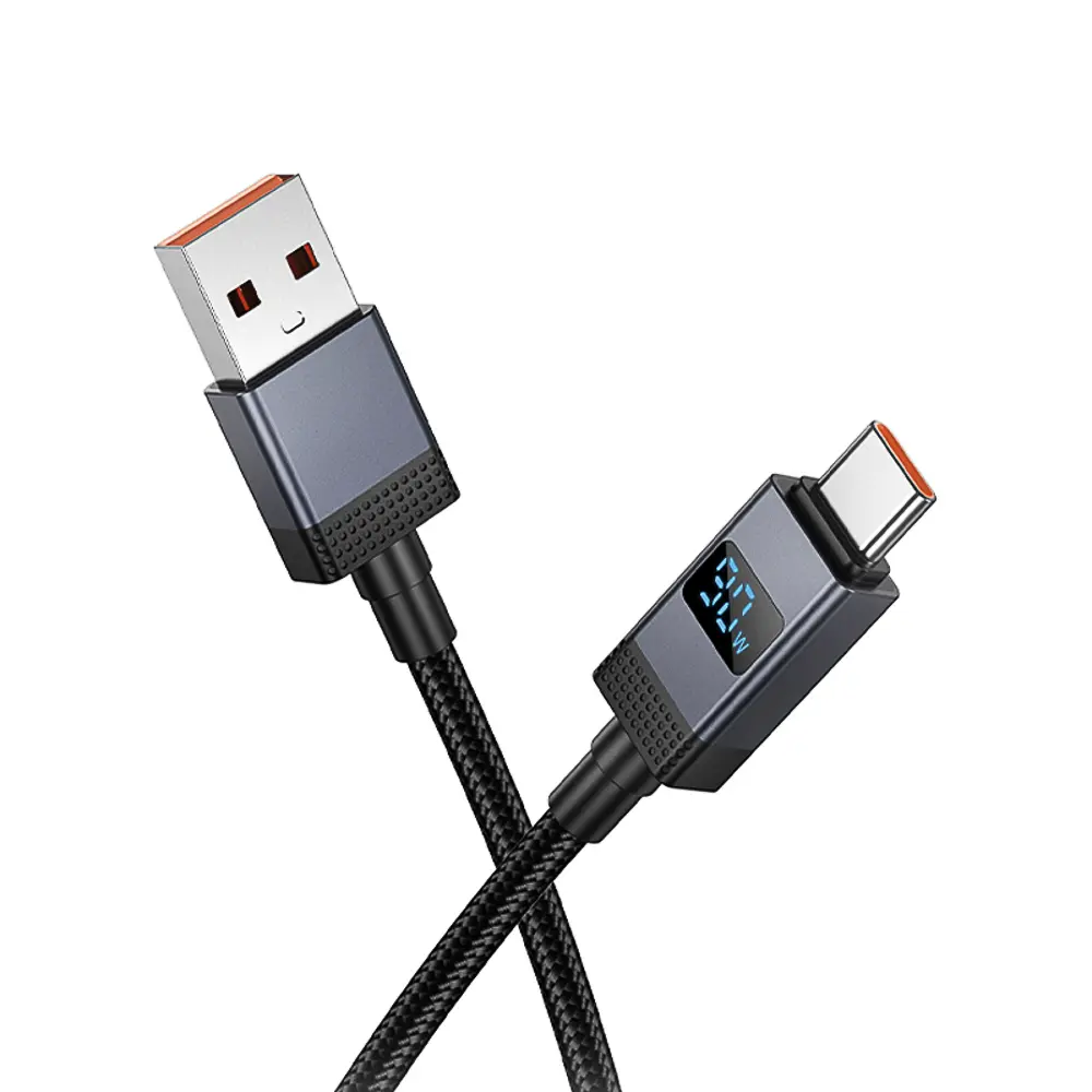 Кабель для зарядки USB(A)-Type C hoco. модель X118 Generous, 1 м, 5А, с дисплеем, черный - #4