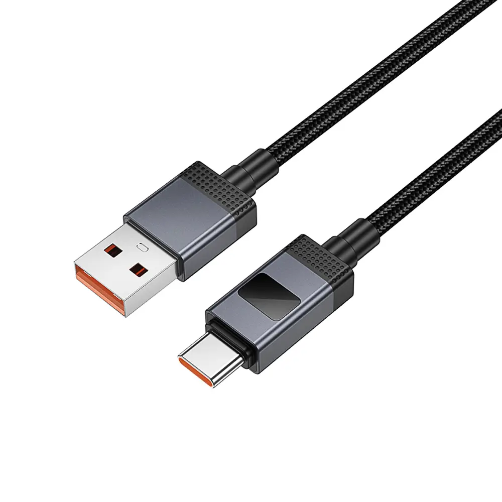 Кабель для зарядки USB(A)-Type C hoco. модель X118 Generous, 1 м, 5А, с дисплеем, черный - #6