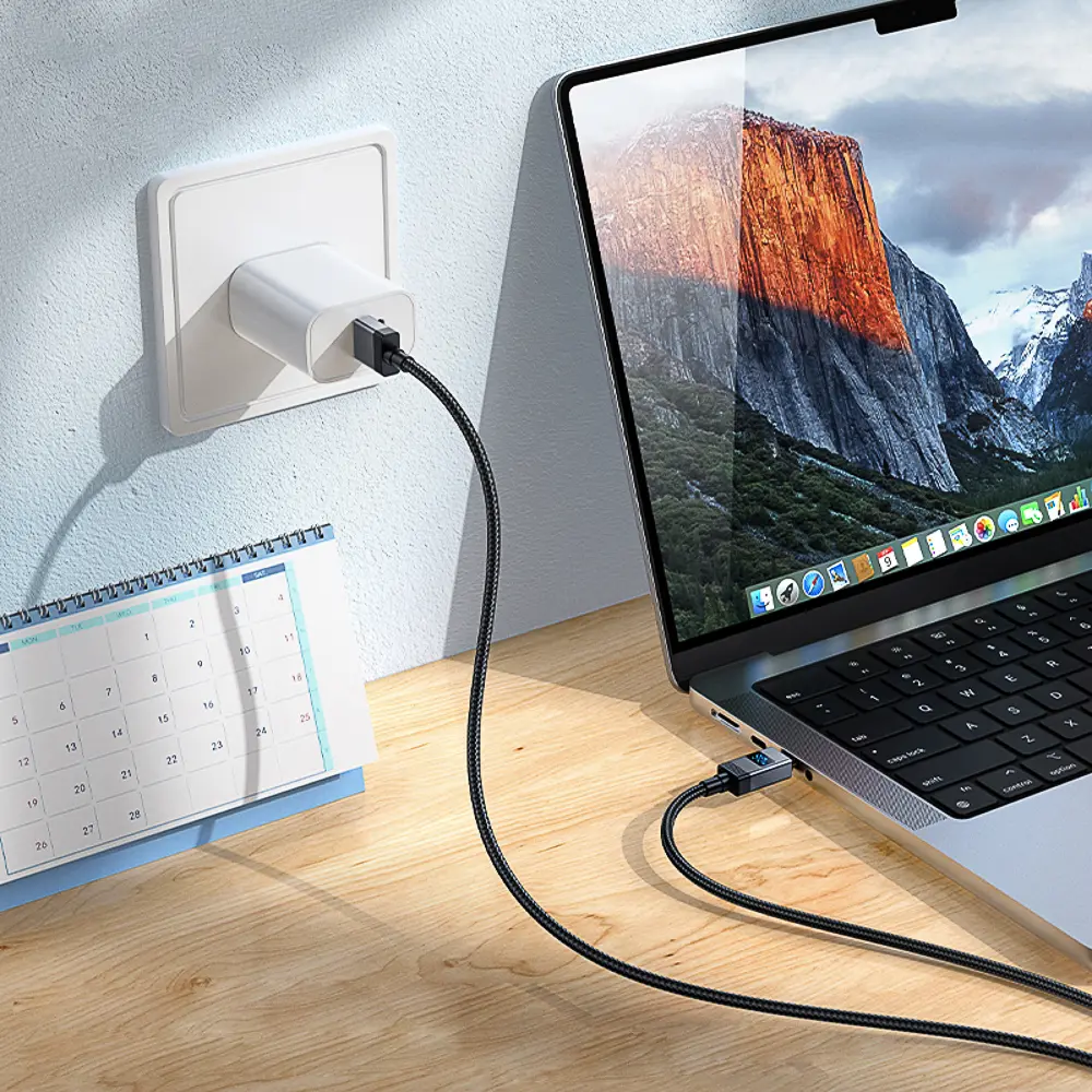 Кабель для зарядки USB(A)-Type C hoco. модель X118 Generous, 1 м, 5А, с дисплеем, черный - #8