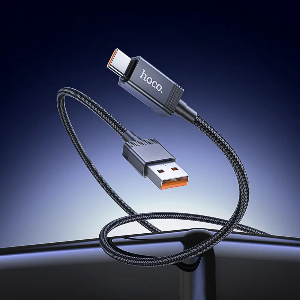 Кабель для зарядки USB(A)-Type C hoco. модель X118 Generous, 1 м, 5А, с дисплеем, черный - #9