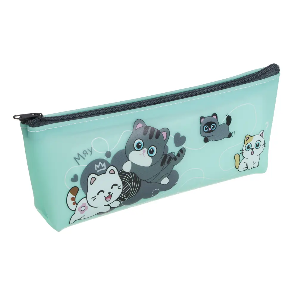 Пенал прямоугольный, 21x3x8см, "Единорожка/Котики", 1 отделение на молнии, силикон, 2 диз. - #2