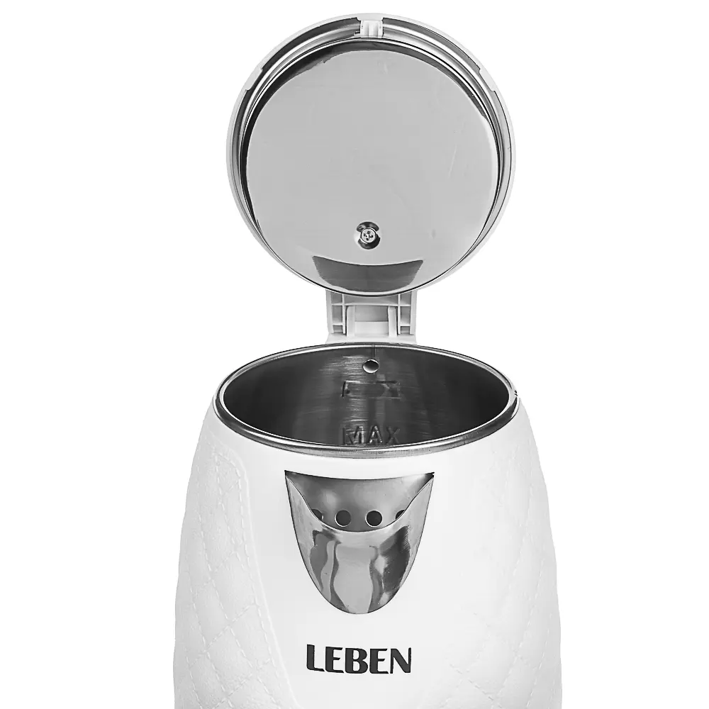 LEBEN Чайник электрический, 1,8 л, 1500 Вт, нержавеющая сталь, пластик, белый - #9