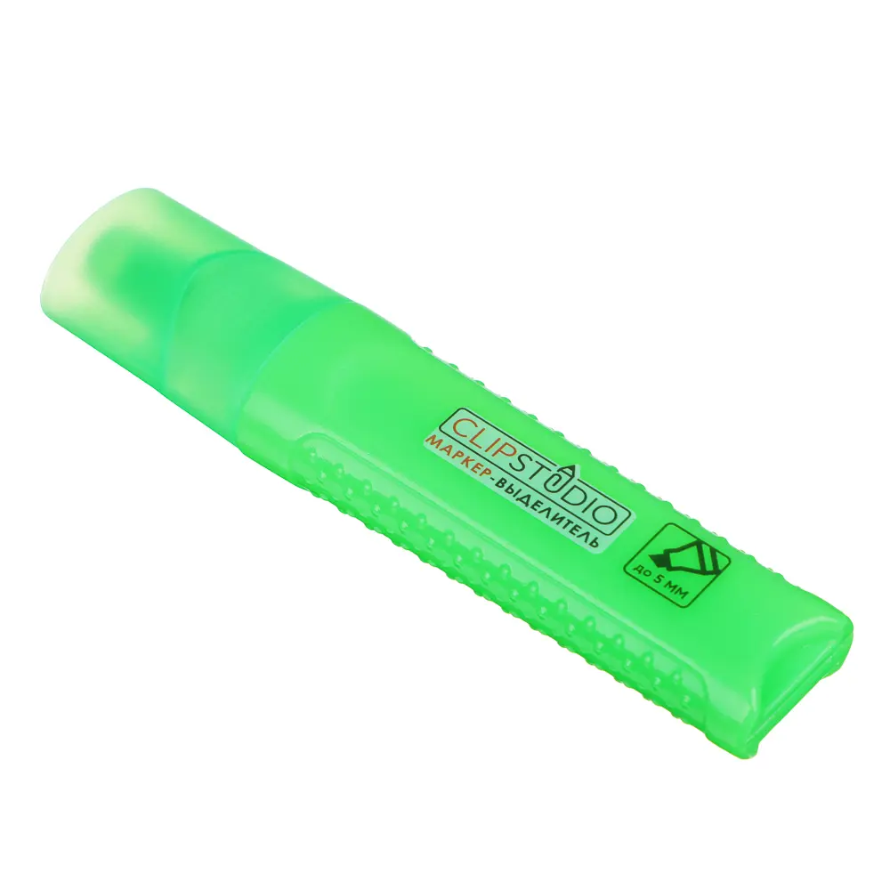 Маркер-выделитель ClipStudio зеленый, плоский корпус, скошенный наконечник - #1