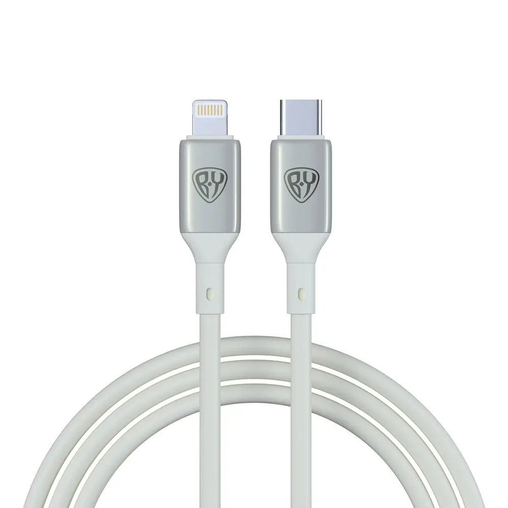 Кабель для зарядки Type C-iP BY Space Cable Pro, 2.4А, 1м, Быстрая зарядка, штекер металл, белый - #1