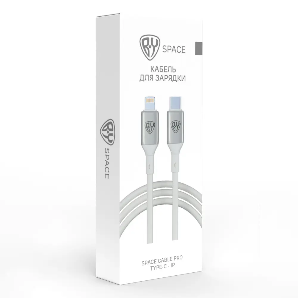 Кабель для зарядки Type C-iP BY Space Cable Pro, 2.4А, 1м, Быстрая зарядка, штекер металл, белый - #2