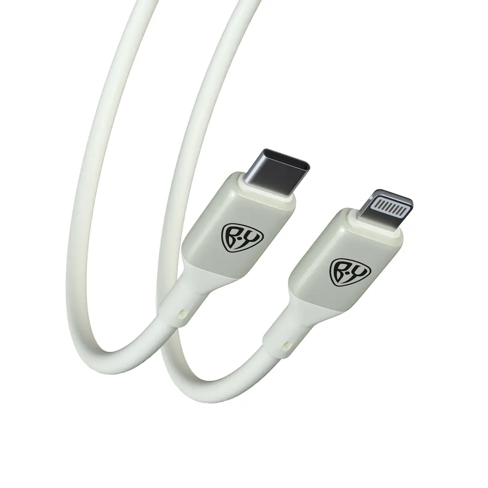 Кабель для зарядки Type C-iP BY Space Cable Pro, 2.4А, 1м, Быстрая зарядка, штекер металл, белый - #5