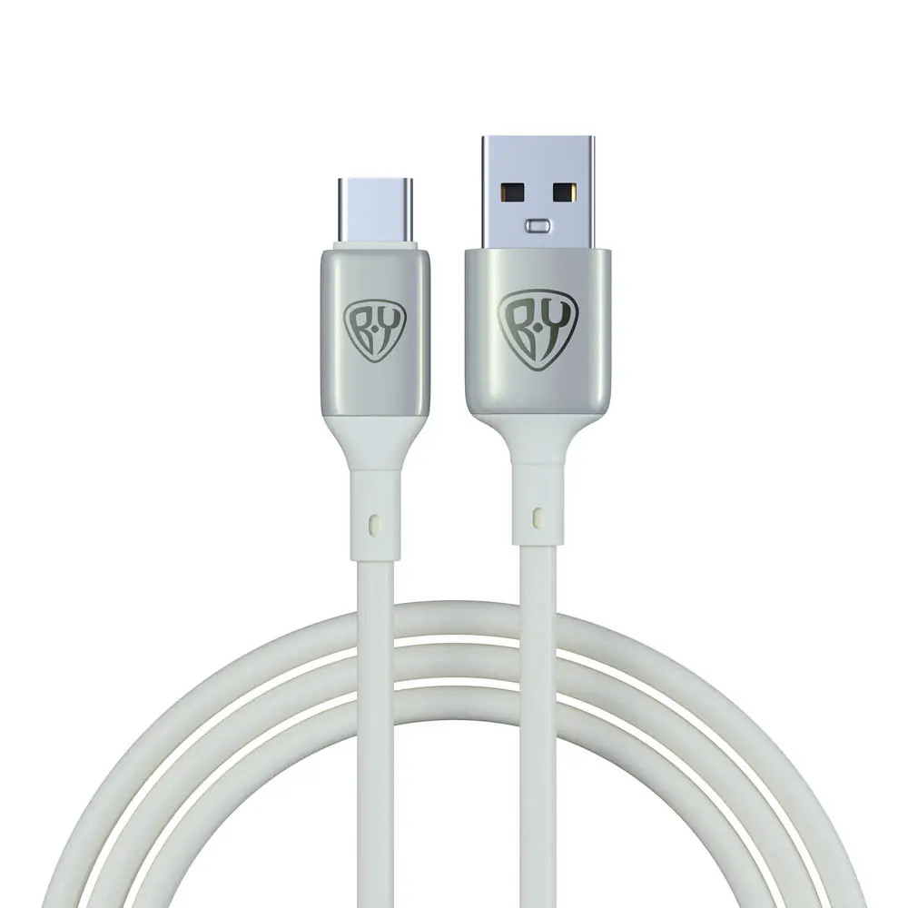 Кабель для зарядки USB(A)-Type C BY Space Cable Pro, 1м, Быстрая зарядка QC3.0, штекер металл, белый - #1