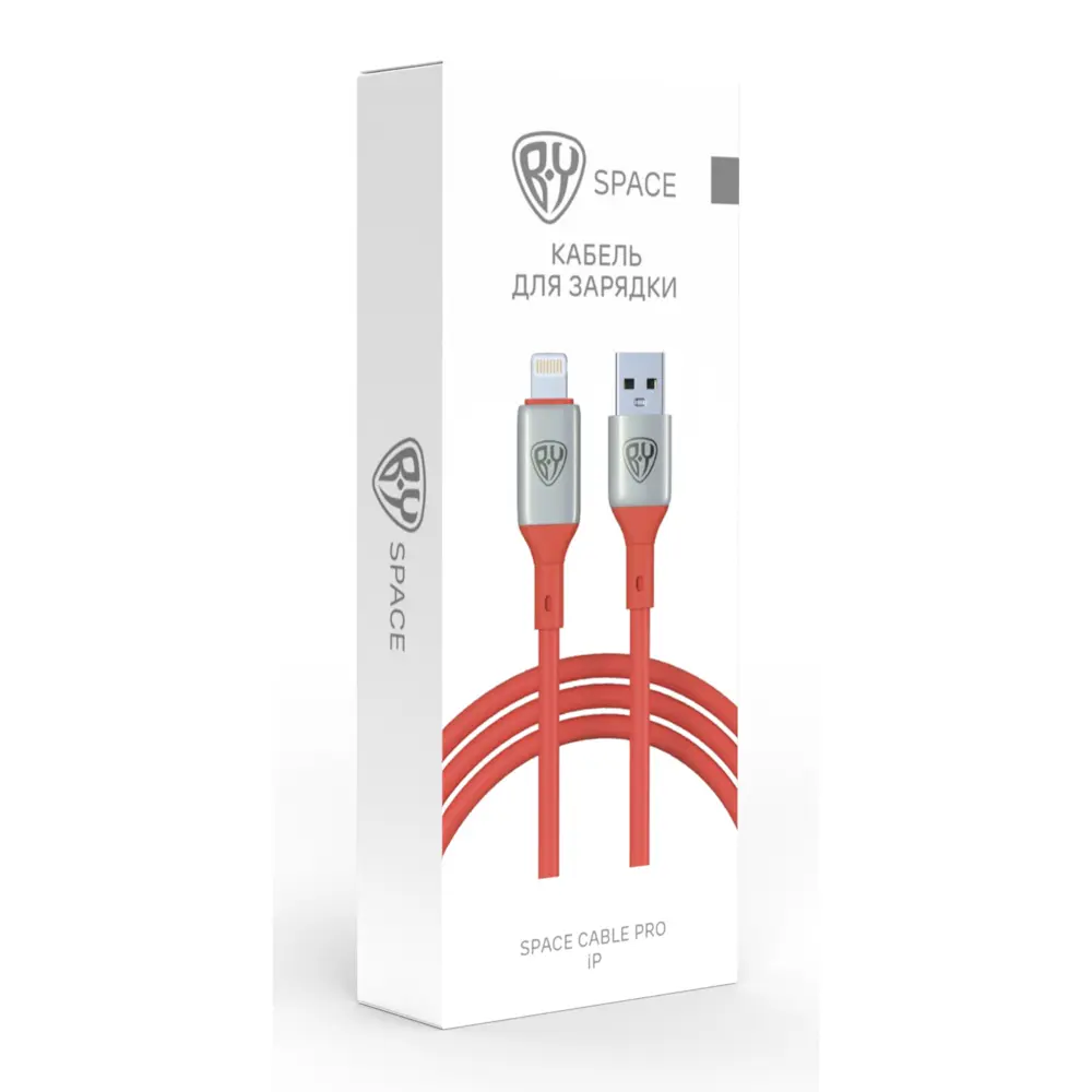 Кабель для зарядки USB(A)-iP BY Space Cable Pro, 2.4А, 1м, Быстрая зарядка, штекер металл, красный - #2