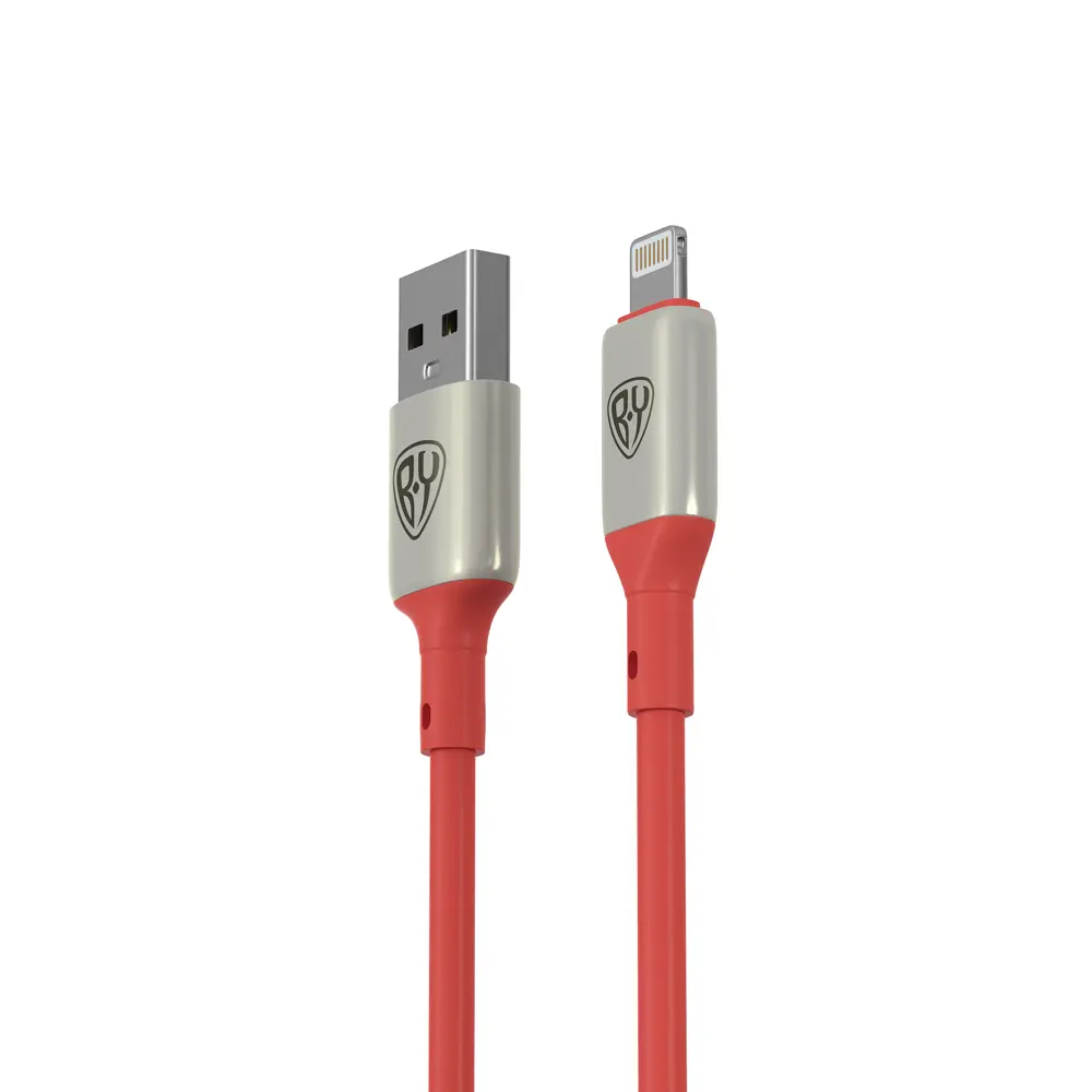 Кабель для зарядки USB(A)-iP BY Space Cable Pro, 2.4А, 1м, Быстрая зарядка, штекер металл, красный - #3