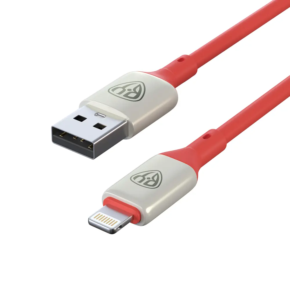 Кабель для зарядки USB(A)-iP BY Space Cable Pro, 2.4А, 1м, Быстрая зарядка, штекер металл, красный - #4