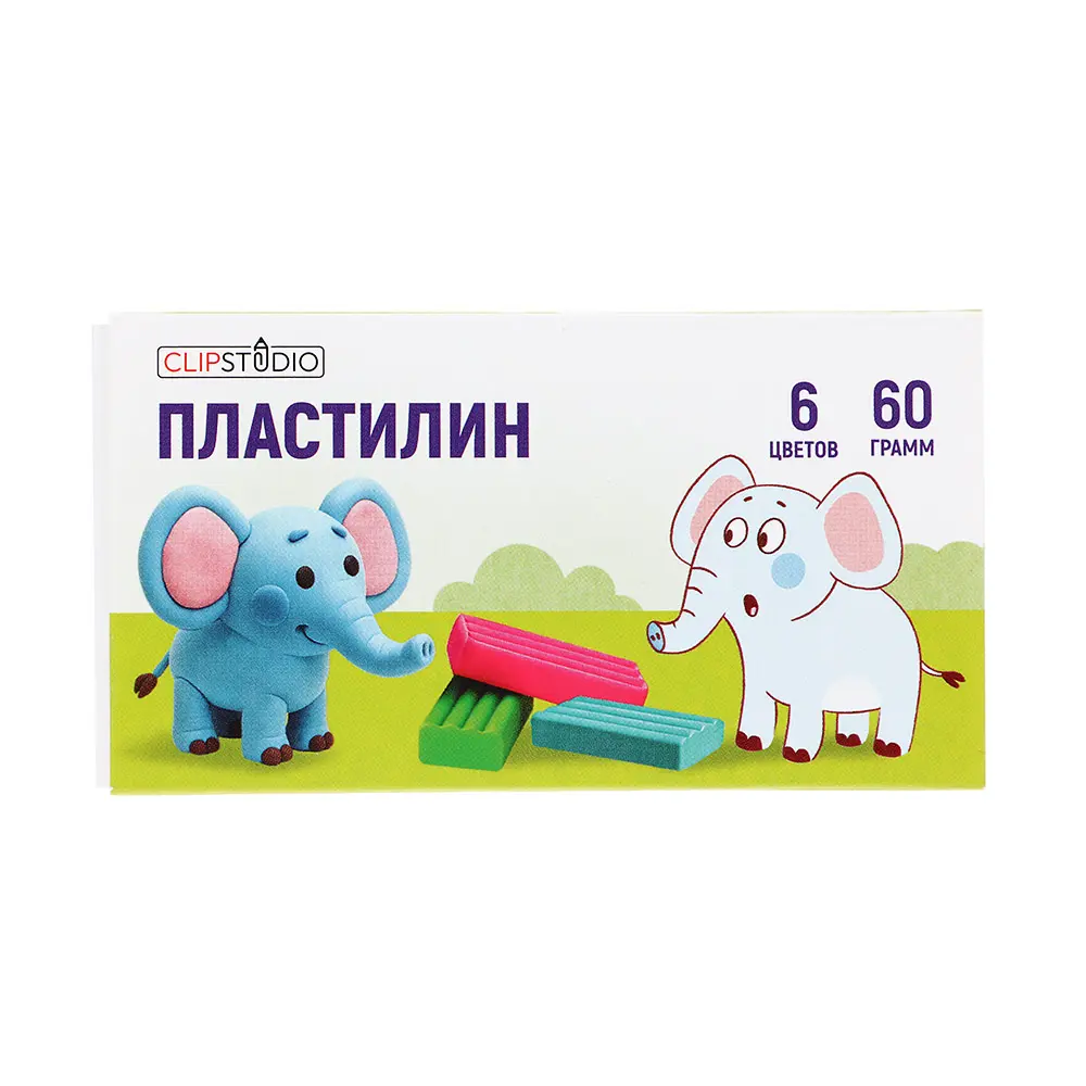 Пластилин 6цв. ClipStudio 60 грамм, в картонном выдвижном пенале - #1