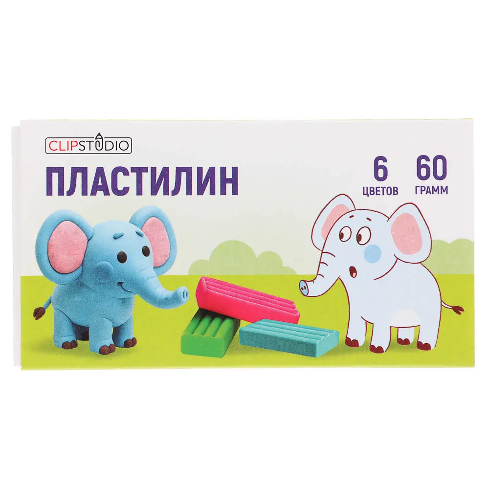 Пластилин 6цв. ClipStudio 60 гр., в выдвижном пенале - #6