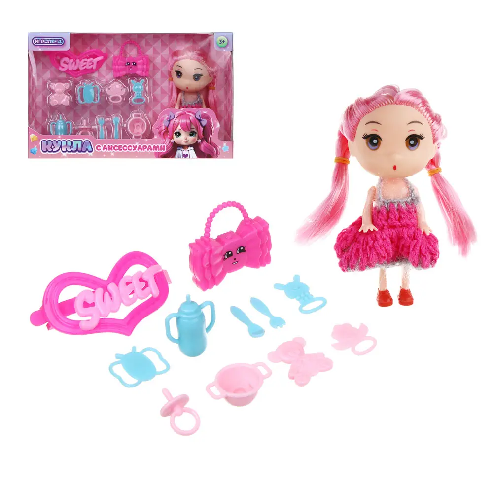 ИГРОЛЕНД Кукла 11 см с аксессуарами, PP, ABS, 21,5х4,5х16,5см, 3 дизайна - #1