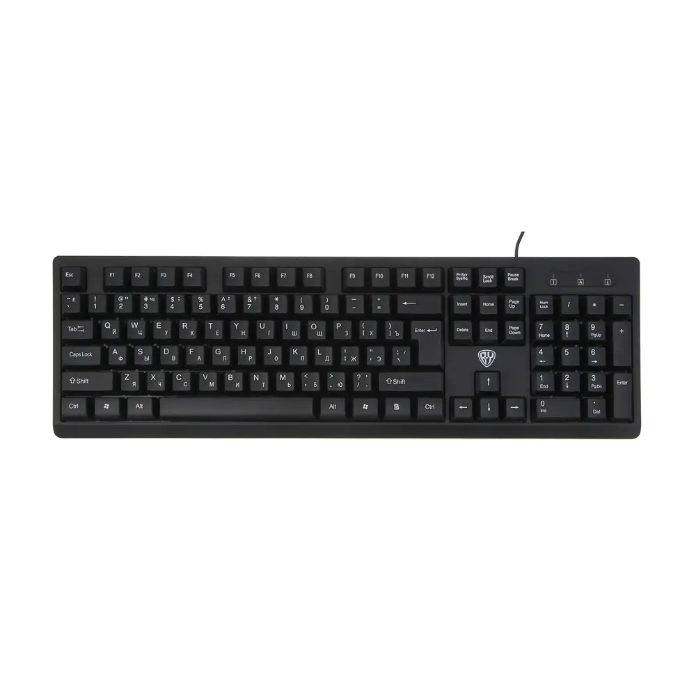 Клавиатура проводная BY PROMO, мембранная, 104кл., белая кириллица, USB, каб. 135см, черный - #1