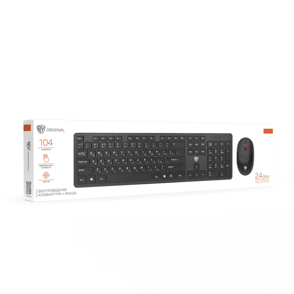 Набор беспроводная клавиатура и мышь BY Unikeys, 2.4GHz,4D, 104 кл., 1600DPI, 1xАА и 1xААА, чёрный - #2