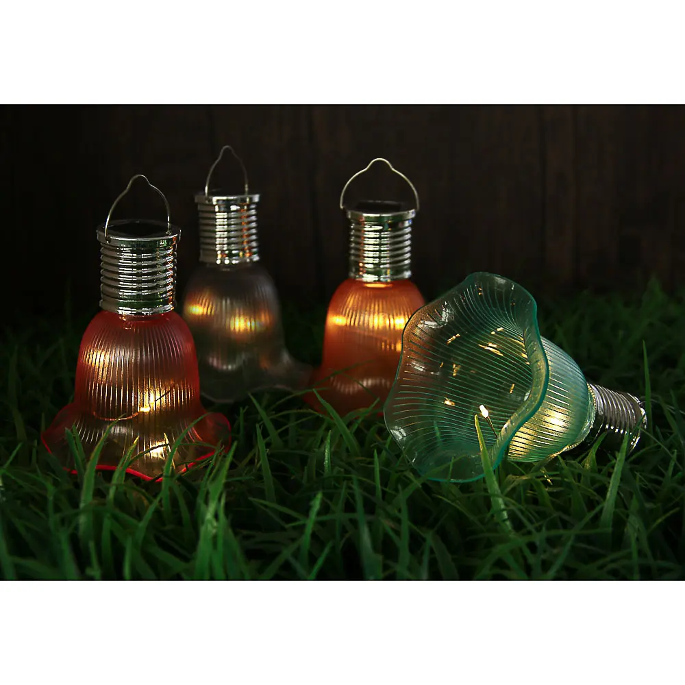 INBLOOM Фонарь подвесной на солн батарее Цветок 9.5х8см, 4LED, шампань, 1.2V 40mAh Ni-MH, пластик - #1