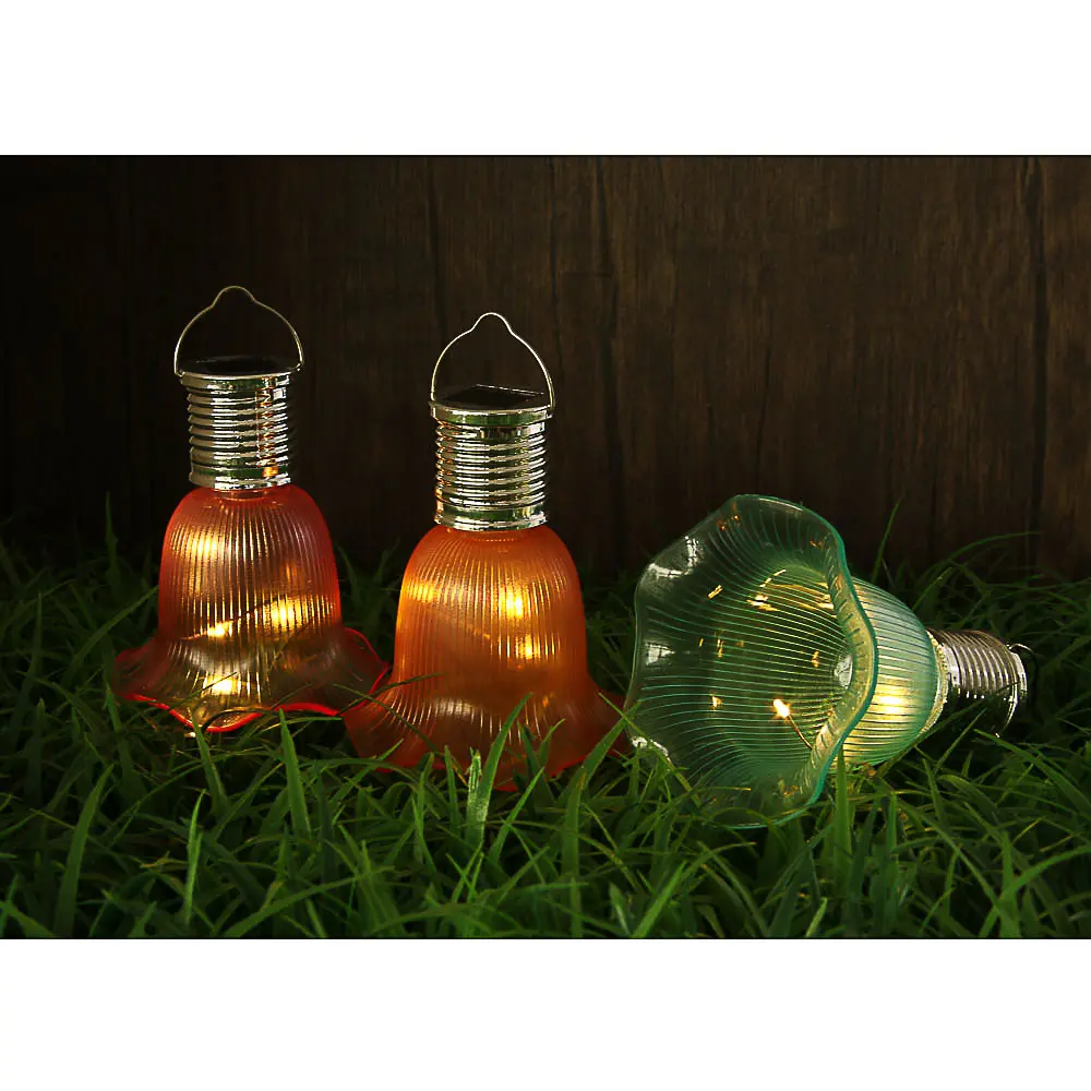 INBLOOM Фонарь подвесной на солн батарее Цветок 9.5х8см, 4LED, шампань, 1.2V 40mAh Ni-MH, пластик - #6