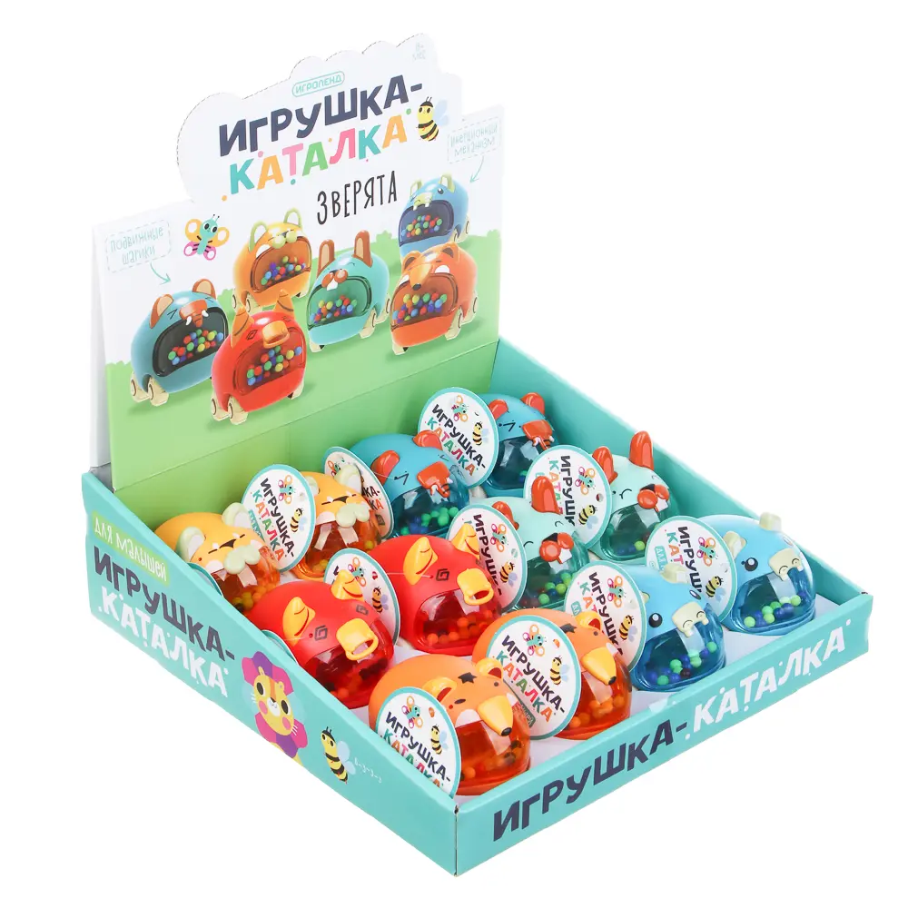 ИГРОЛЕНД Игрушка для малыша каталка "Зверята", 31х9х29см, ABS, 6 дизайнов - #8