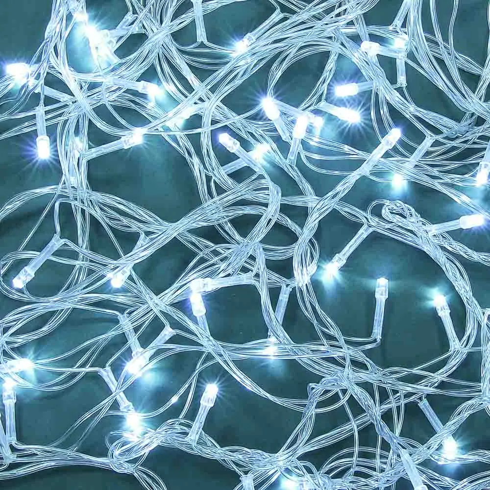 СНОУ БУМ Гирлянда эл. вьюн 10м, 100 LED, белый, пост. свеч., ПВХ прозр., коннектор, 220В, 351-767 - #1