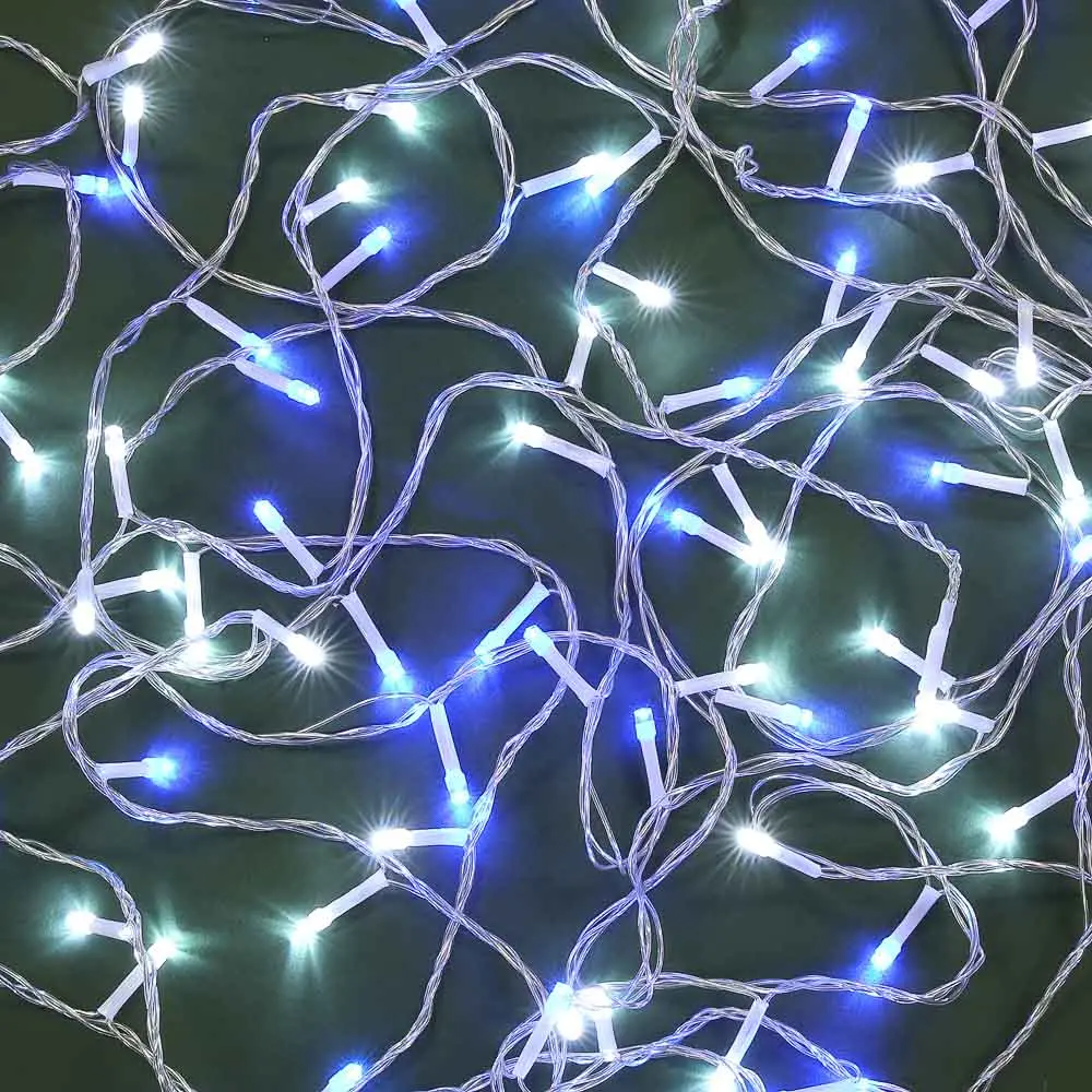 СНОУ БУМ Гирлянда электр. вьюн 9м, 100LED, голубой+белый, постоянное свечение, ПВХ прозрачный, 220В - #1