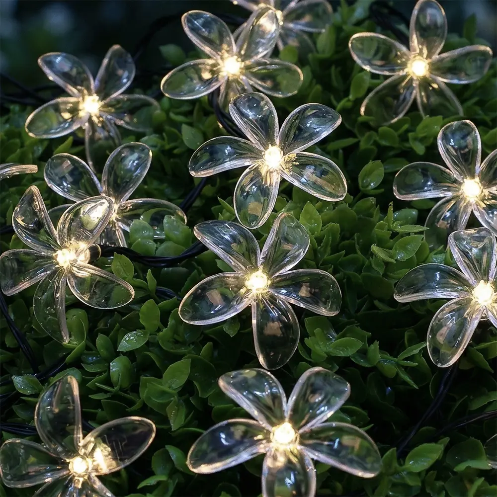 INBLOOM Гирлянда на солн.батарее, 25LED, 7м, шампань, 2 реж, цветок, ПВХ зел, 2V80mA, 1.2V600mAh - #1