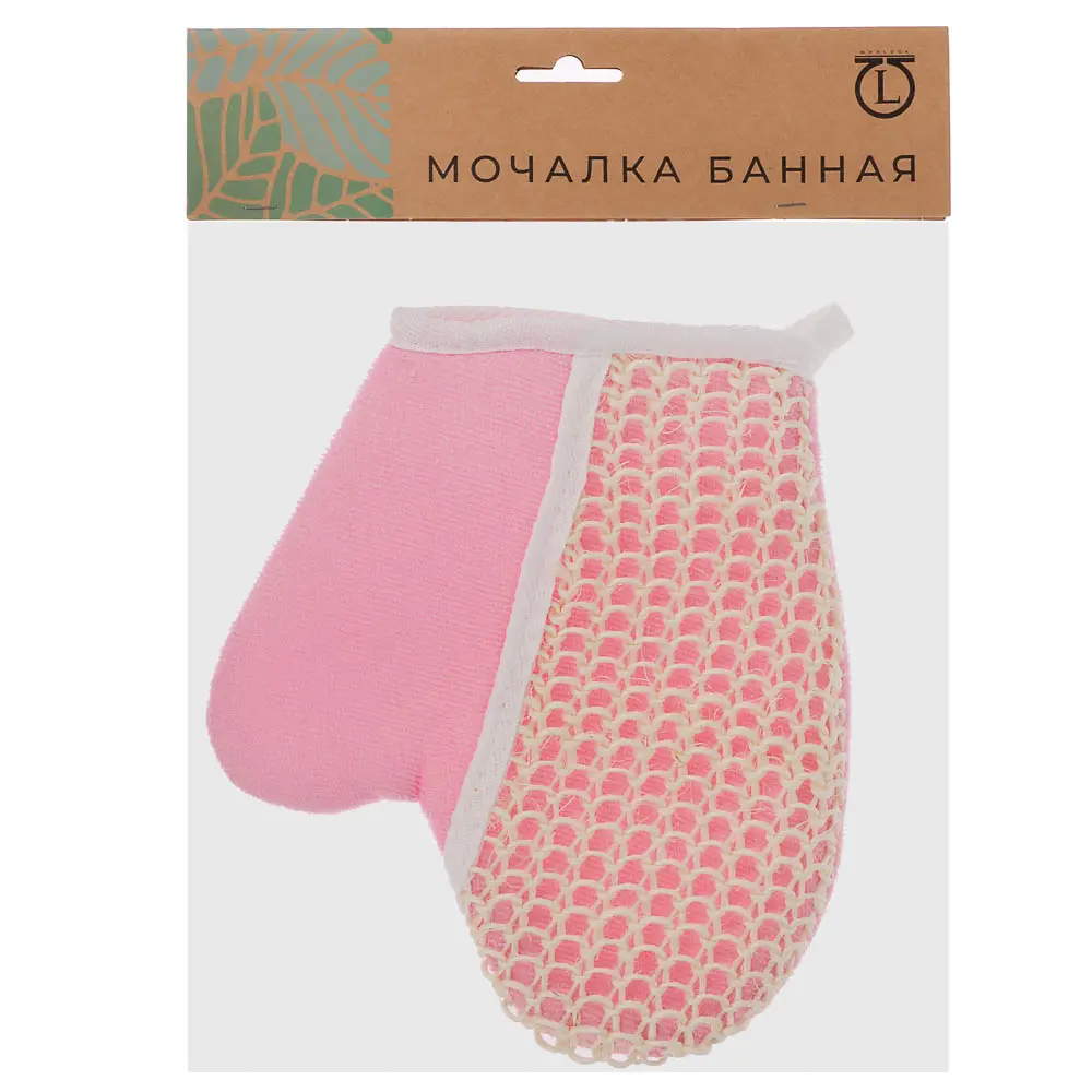 ЮL Мочалка варежка банная, сизаль, полиэстер, поролон, 21,5х18см, 3 цвета, МЭ24-02 - #6