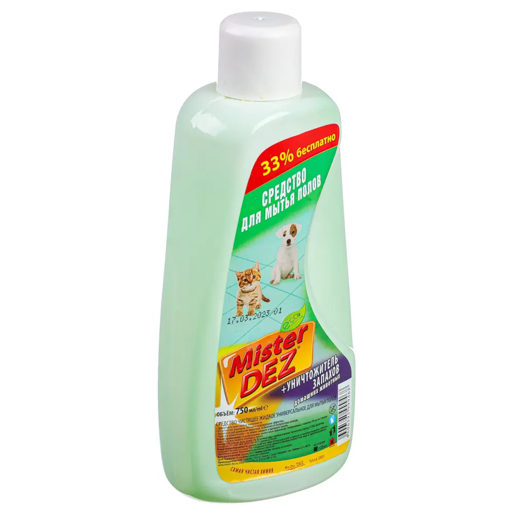 Средство для мытья полов MISTER DEZ Eco-Cleaning уничтожитель запахов домашних животных, п/б, 750мл - #1