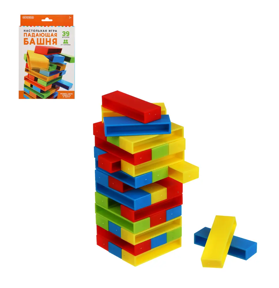 Настольная игра "Падающая башня", ИГРОЛЕНД, 39 брусков, ABS - #1