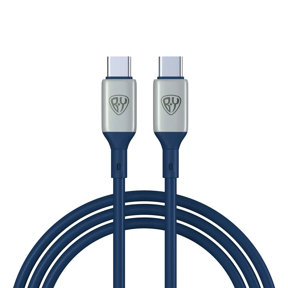 Кабель для зарядки Type-C - Type-C BY Space Cable Pro, 1м, 5А, Быстрая зарядка, штекер металл, синий - #1