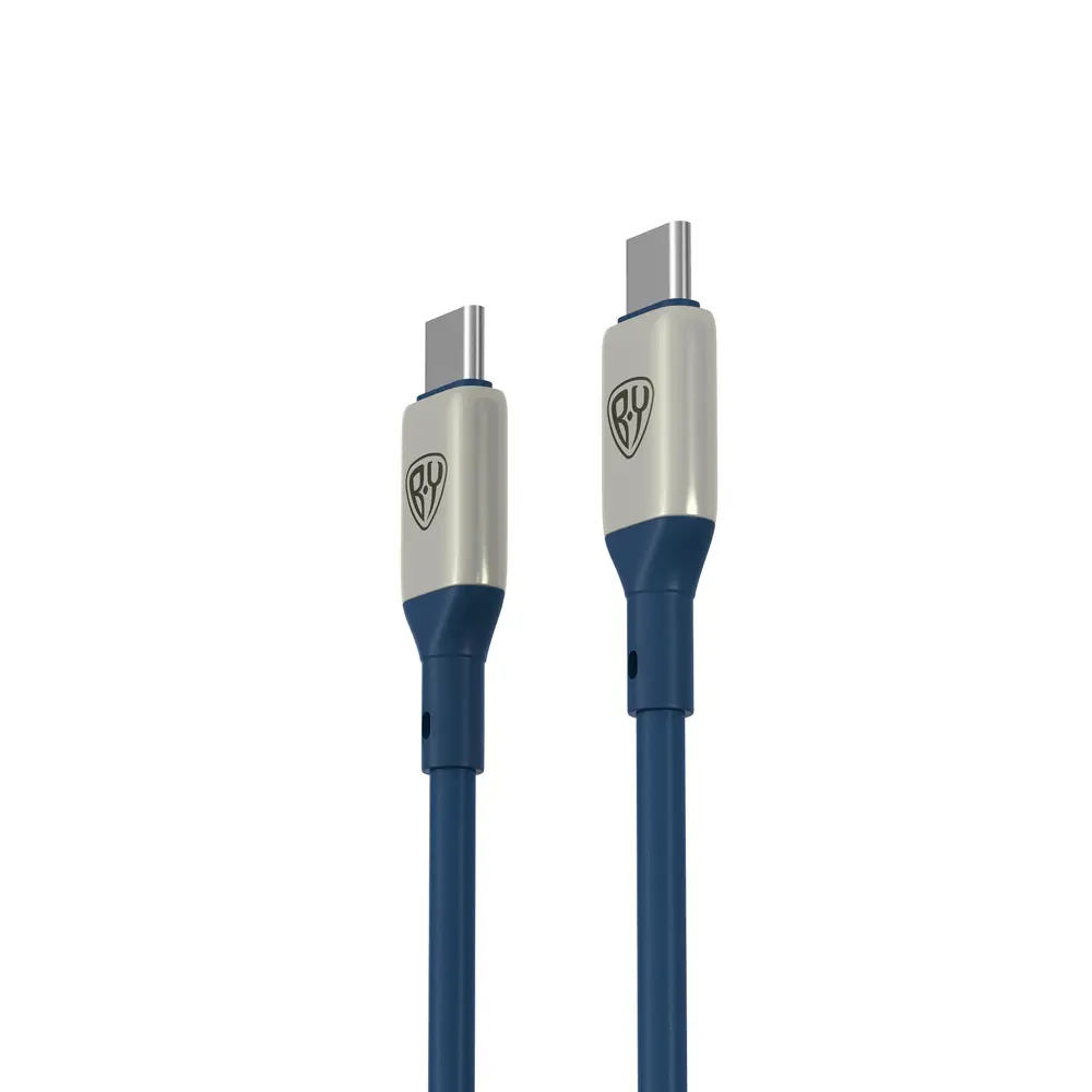 Кабель для зарядки Type-C - Type-C BY Space Cable Pro, 1м, 5А, Быстрая зарядка, штекер металл, синий - #3
