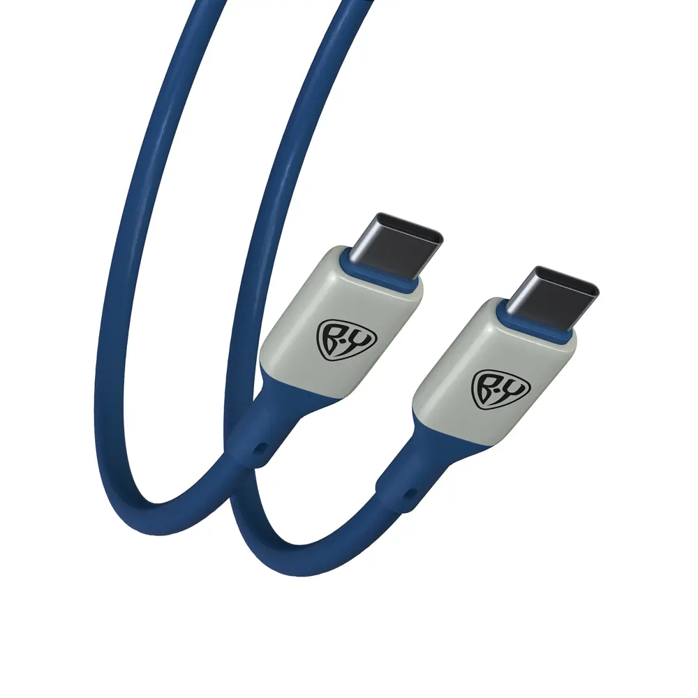 Кабель для зарядки Type-C - Type-C BY Space Cable Pro, 1м, 5А, Быстрая зарядка, штекер металл, синий - #5