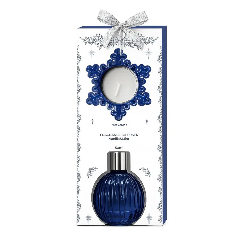 Набор ароматизатор диффузор и свеча тм NEW GALAXY 50 мл., 11гр., Vanilla & Mint, Rosso Nobile - #1