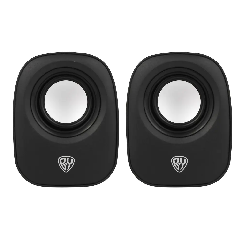 Колонки компьютерные проводные BY, 6W., 3.5 мм. mini-jack, USB, регулятор громкости, пластик, чёрный - #1