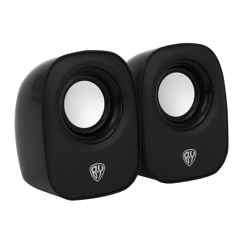 Колонки компьютерные проводные BY, 6W., 3.5 мм. mini-jack, USB, регулятор громкости, пластик, чёрный - #3