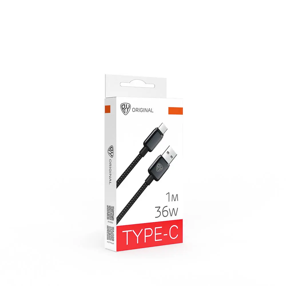 Кабель для зарядки USB(A)-Type C BY ZINC, 36Вт, 1 м, 3A, нейлон, цинк. кон.,чёрный - #2